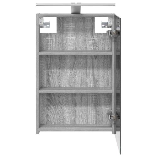 Шкаф с огледало за баня с рафт Сив Сонома 40 x 10,5 x 60,5 см