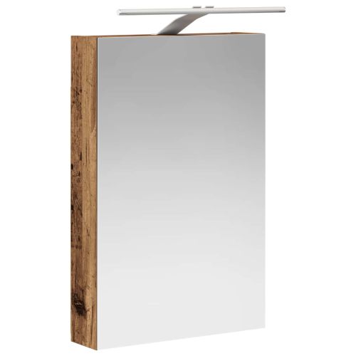 Шкаф с огледало за баня с рафт Старо дърво 40 x 10,5 x 60,5 см