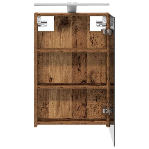 Шкаф с огледало за баня с рафт Старо дърво 40 x 10,5 x 60,5 см