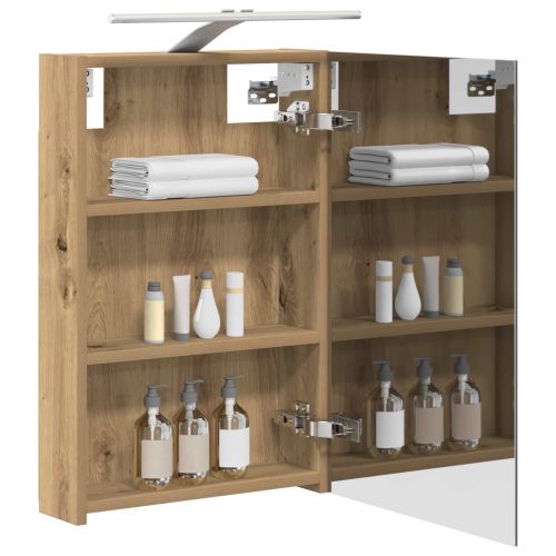 Шкаф с огледало за баня с рафт Дъб Артизан 40 x 10,5 x 60,5 см