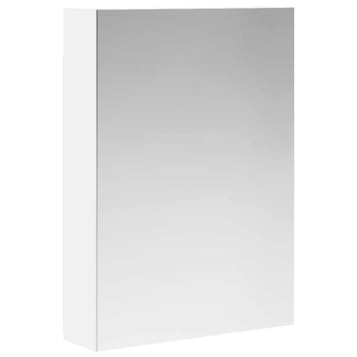 Шкаф с огледало за баня Бяло 50 x 14,5 x 70 см Инженерно дърво