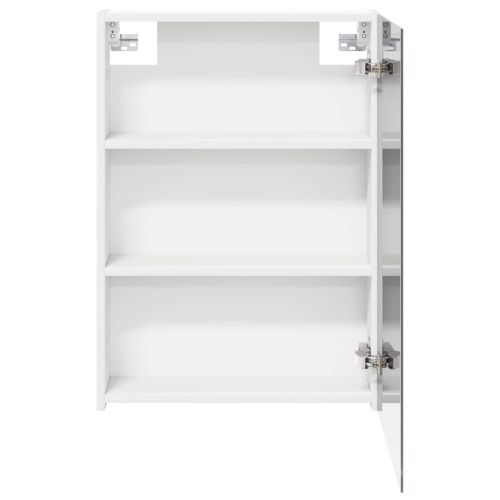 Шкаф с огледало за баня Бяло 50 x 14,5 x 70 см Инженерно дърво