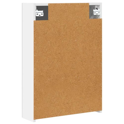 Шкаф с огледало за баня Бяло 50 x 14,5 x 70 см Инженерно дърво