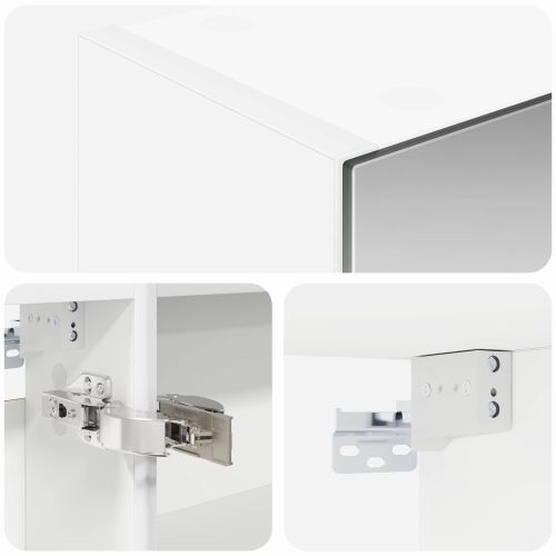 Шкаф с огледало за баня Бяло 50 x 14,5 x 70 см Инженерно дърво