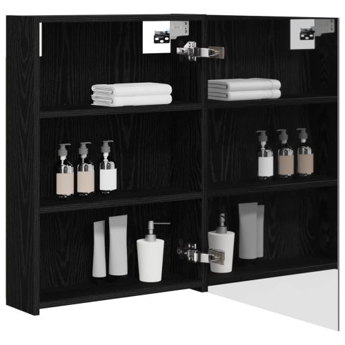 Шкаф с огледало за баня с рафт Черния дъб 50 x 14,5 x 70 см