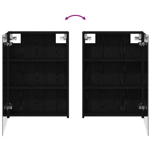 Шкаф с огледало за баня с рафт Черния дъб 50 x 14,5 x 70 см