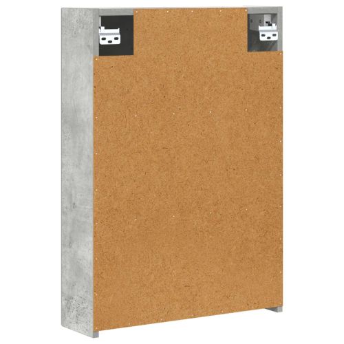Шкаф с огледало за баня с рафт Циментено сиво 50 x 14,5 x 70 см