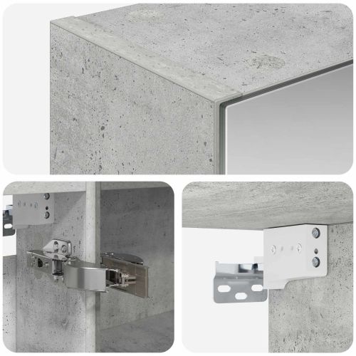 Шкаф с огледало за баня с рафт Циментено сиво 50 x 14,5 x 70 см
