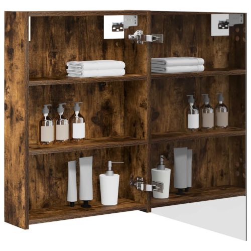 Шкаф с огледало за баня с рафт Димян дъб 50 x 14,5 x 70 см