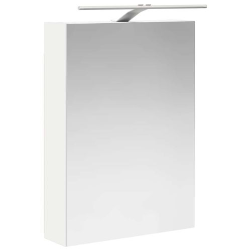 Шкаф с огледало за баня Бяло 50 x 14,5 x 70 см Инженерно дърво