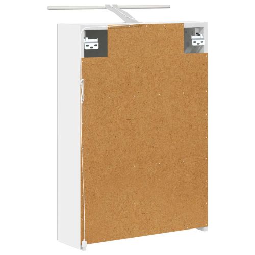 Шкаф с огледало за баня Бяло 50 x 14,5 x 70 см Инженерно дърво