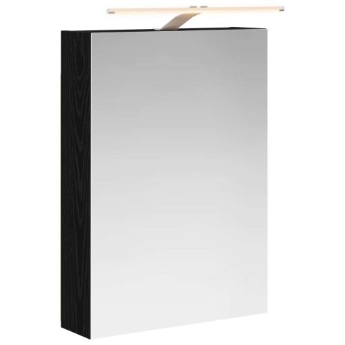 Шкаф с огледало за баня с рафт Черния дъб 50 x 14,5 x 70 см