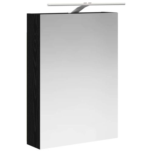 Шкаф с огледало за баня с рафт Черния дъб 50 x 14,5 x 70 см