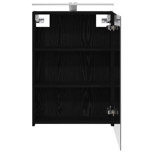 Шкаф с огледало за баня с рафт Черния дъб 50 x 14,5 x 70 см