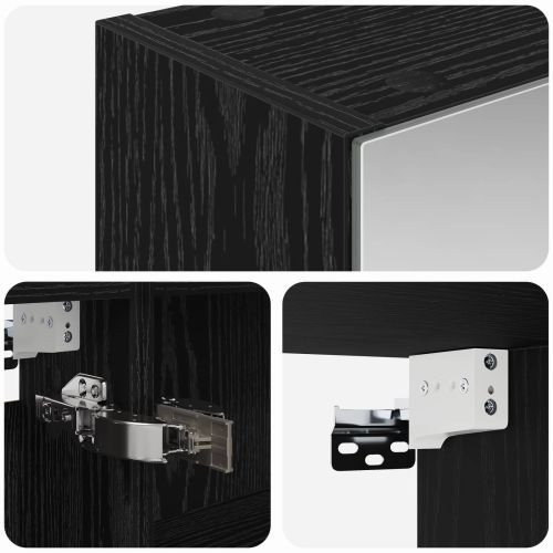Шкаф с огледало за баня с рафт Черния дъб 50 x 14,5 x 70 см