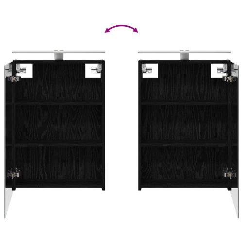 Шкаф с огледало за баня с рафт Черния дъб 50 x 14,5 x 70 см