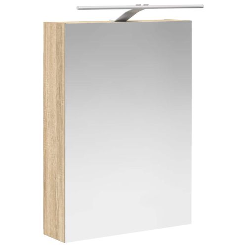 Шкаф с огледало за баня с рафт Сонома дъб 50 x 14,5 x 70 см