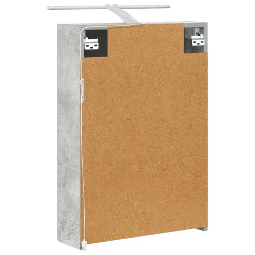 Шкаф с огледало за баня с рафт Циментено сиво 50 x 14,5 x 70 см