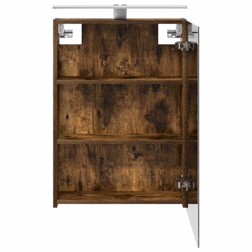 Шкаф с огледало за баня с рафт Димян дъб 50 x 14,5 x 70 см