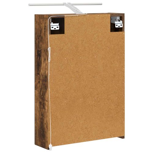Шкаф с огледало за баня с рафт Димян дъб 50 x 14,5 x 70 см