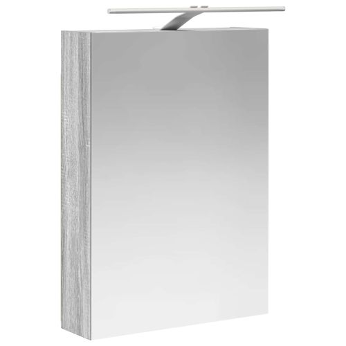 Шкаф с огледало за баня с рафт Сив Сонома 50 x 14,5 x 70 см