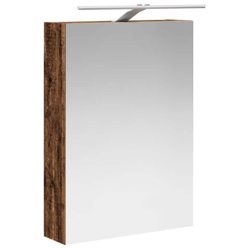 Шкаф с огледало за баня с рафт Старо дърво 50 x 14,5 x 70 см