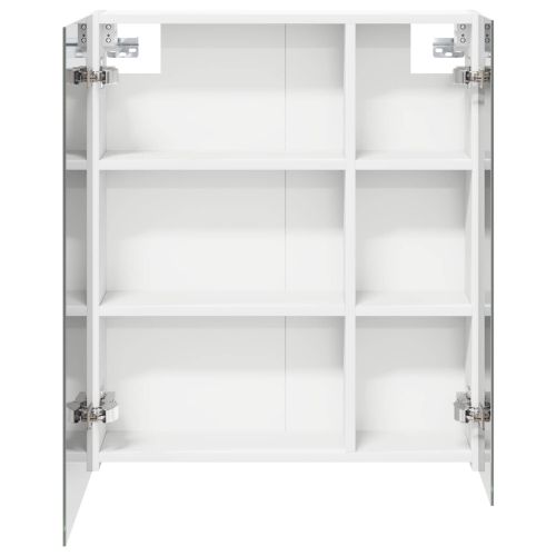 Шкаф с огледало за баня Бяло 60 x 14,5 x 70 см Инженерно дърво