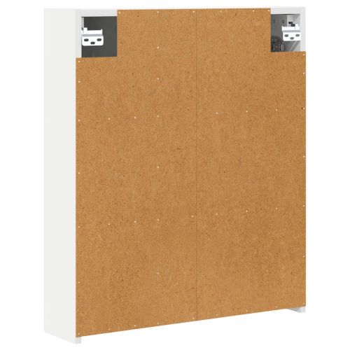 Шкаф с огледало за баня Бяло 60 x 14,5 x 70 см Инженерно дърво
