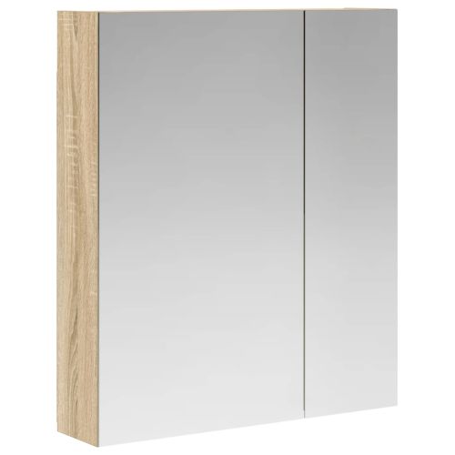 Шкаф с огледало за баня с рафт Сонома дъб 60 x 14,5 x 70 см