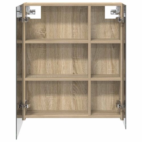 Шкаф с огледало за баня с рафт Сонома дъб 60 x 14,5 x 70 см
