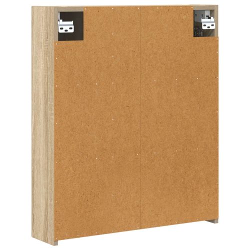 Шкаф с огледало за баня с рафт Сонома дъб 60 x 14,5 x 70 см