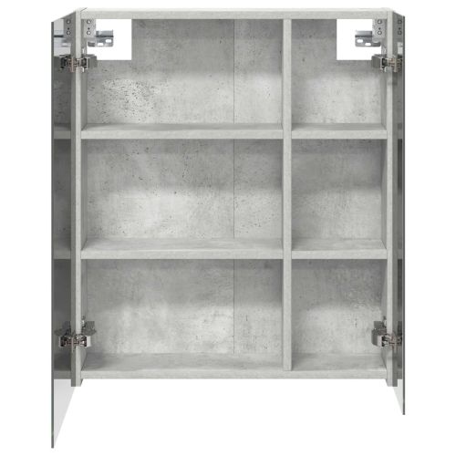 Шкаф с огледало за баня с рафт Циментено сиво 60 x 14,5 x 70 см