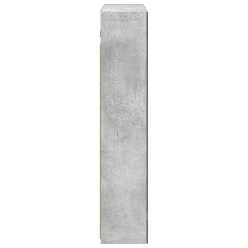 Шкаф с огледало за баня с рафт Циментено сиво 60 x 14,5 x 70 см