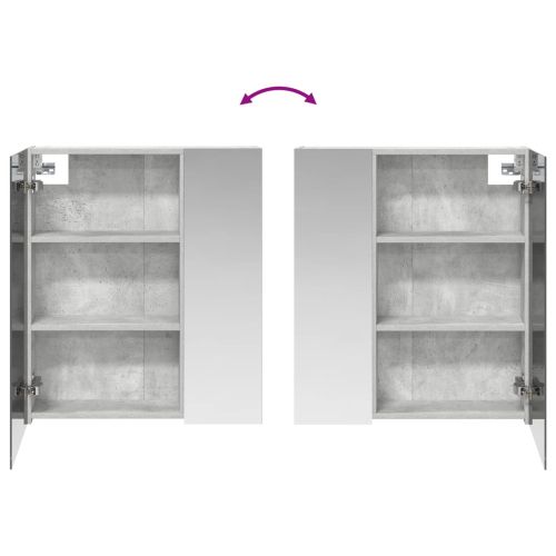 Шкаф с огледало за баня с рафт Циментено сиво 60 x 14,5 x 70 см
