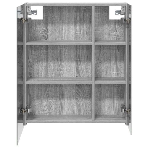 Шкаф с огледало за баня с рафт Сив Сонома 60 x 14,5 x 70 см