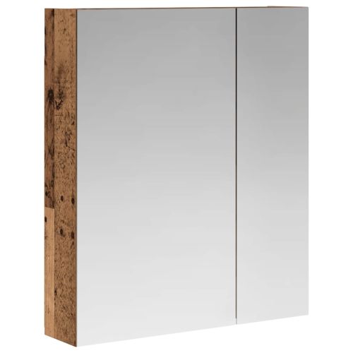 Шкаф с огледало за баня с рафт Старо дърво 60 x 14,5 x 70 см