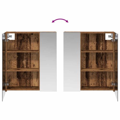 Шкаф с огледало за баня с рафт Старо дърво 60 x 14,5 x 70 см