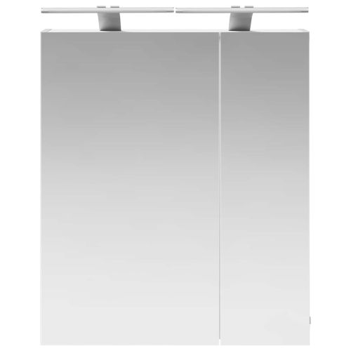 Шкаф с огледало за баня Бяло 60 x 14,5 x 70 см Инженерно дърво