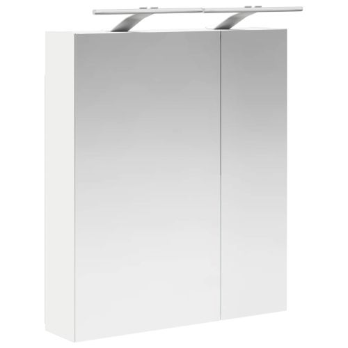Шкаф с огледало за баня Бяло 60 x 14,5 x 70 см Инженерно дърво