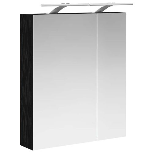 Шкаф с огледало за баня с рафт Черния дъб 60 x 14,5 x 70 см