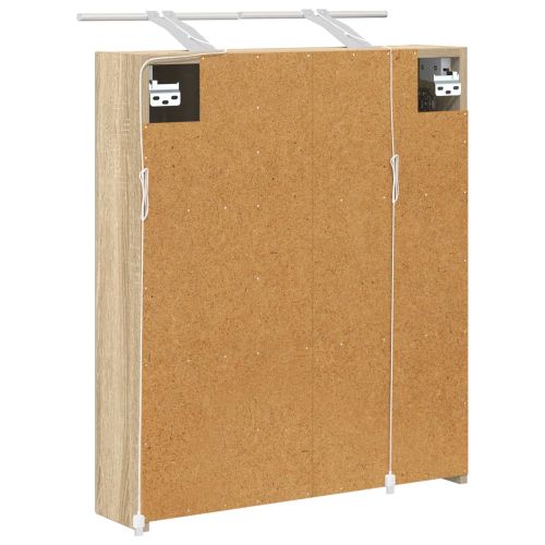 Шкаф с огледало за баня с рафт Сонома дъб 60 x 14,5 x 70 см