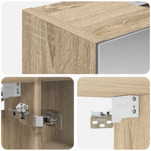 Шкаф с огледало за баня с рафт Сонома дъб 60 x 14,5 x 70 см