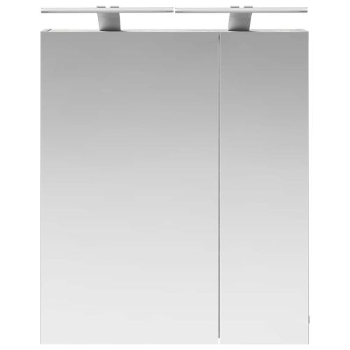 Шкаф с огледало за баня с рафт Циментено сиво 60 x 14,5 x 70 см