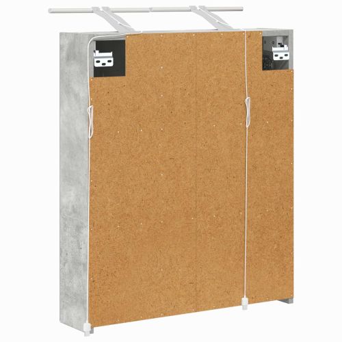 Шкаф с огледало за баня с рафт Циментено сиво 60 x 14,5 x 70 см