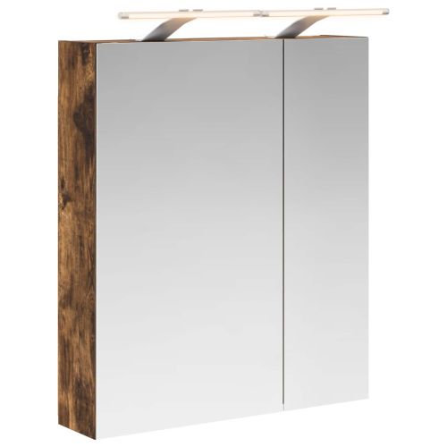 Шкаф с огледало за баня с рафт Димян дъб 60 x 14,5 x 70 см