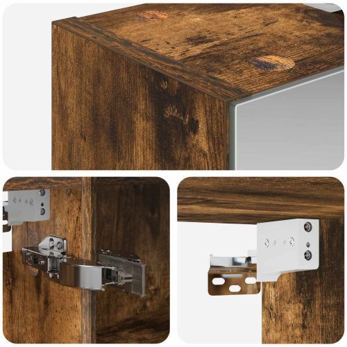 Шкаф с огледало за баня с рафт Димян дъб 60 x 14,5 x 70 см