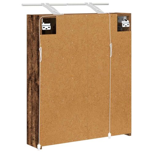 Шкаф с огледало за баня с рафт Старо дърво 60 x 14,5 x 70 см