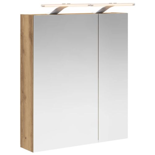 Шкаф с огледало за баня с рафт Дъб Артизан 60 x 14,5 x 70 см