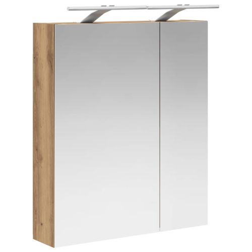 Шкаф с огледало за баня с рафт Дъб Артизан 60 x 14,5 x 70 см