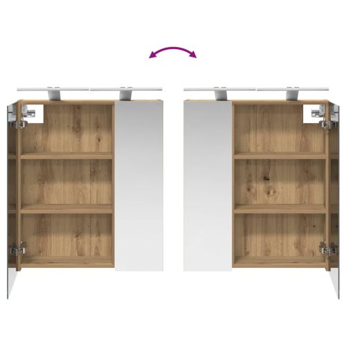 Шкаф с огледало за баня с рафт Дъб Артизан 60 x 14,5 x 70 см